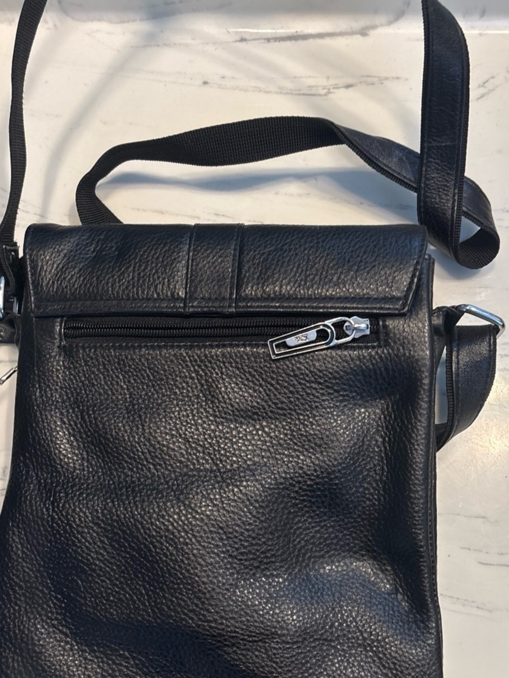 Black Leather Crossbody Bag with Buckle Detail - Picture 3 of 4